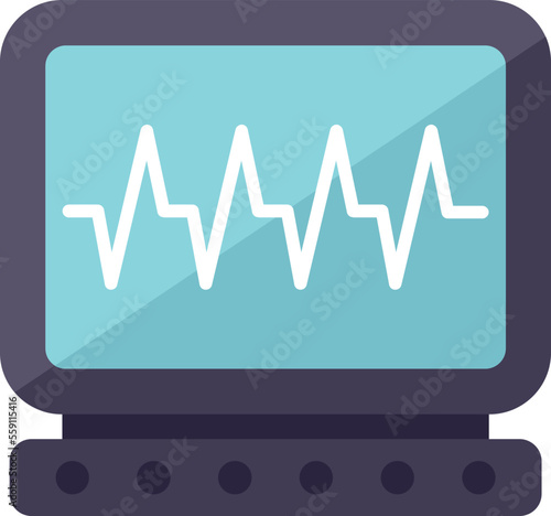Heart monitor icon flat vector. Medical hospital. Rate screen isolated