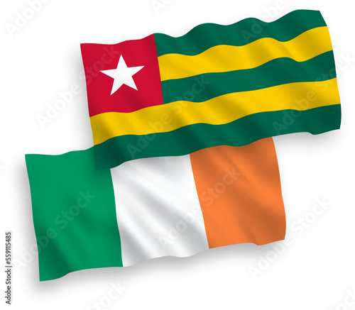 Flags of Ireland and Togolese Republic on a white background