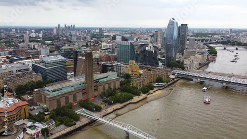Photography Tate modern art gallery London on southbank Drone, Aerial, view from air, birds