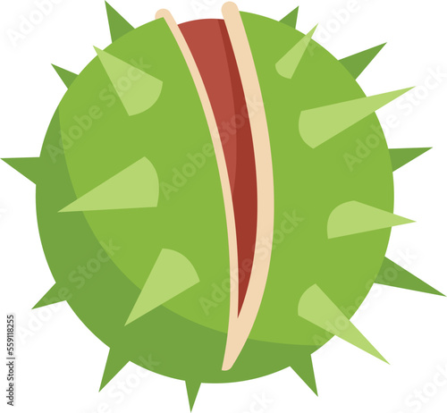 Autumn chestnut icon flat vector. Nut season. Fall bur isolated