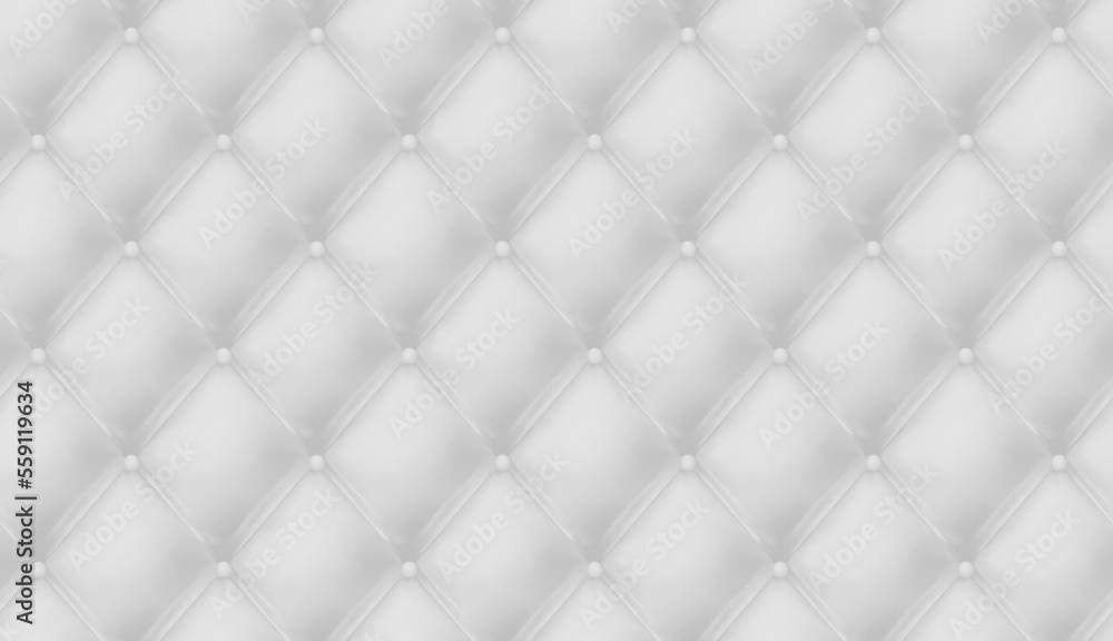 White buttoned leather upholstery background - eps10 vector. Realistic capiton texture background