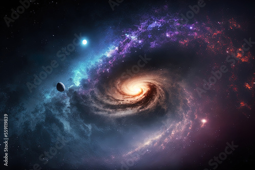 Space s Milky Way nebula and galaxies. Generative AI