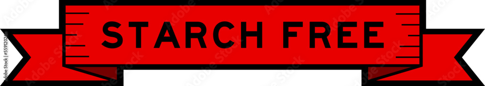 Ribbon label banner with word starch free in red color on white background Ribbon label banner with word starch free in red color on white background