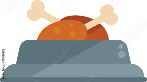 Dog food icon flat vector. Pet bowl. Animal plate isolated