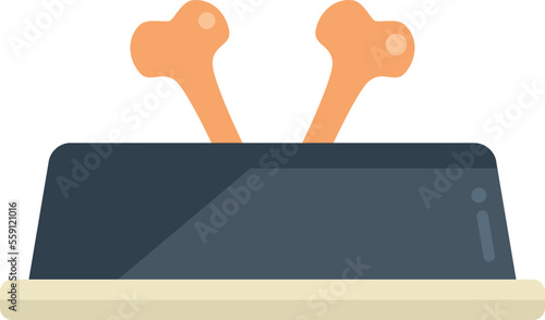 Bone eat icon flat vector. Dog food. Animal feed isolated