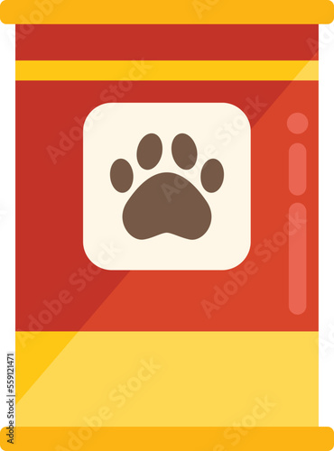 Dog food tin icon flat vector. Animal feed. Dish bag isolated