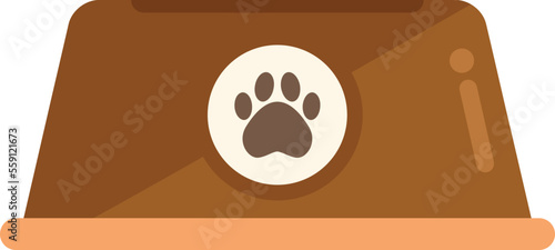 Puppy bowl icon flat vector. Dog food. Dry snack isolated