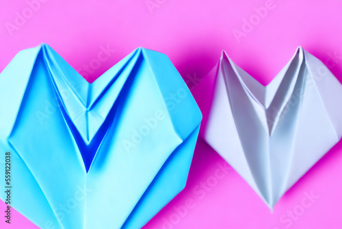 Obraz na płótnie Valentine origami paper heart copy space Generative AI w salonie
