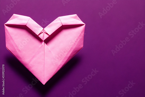Obraz na płótnie Valentine origami paper heart copy space Generative AI w salonie