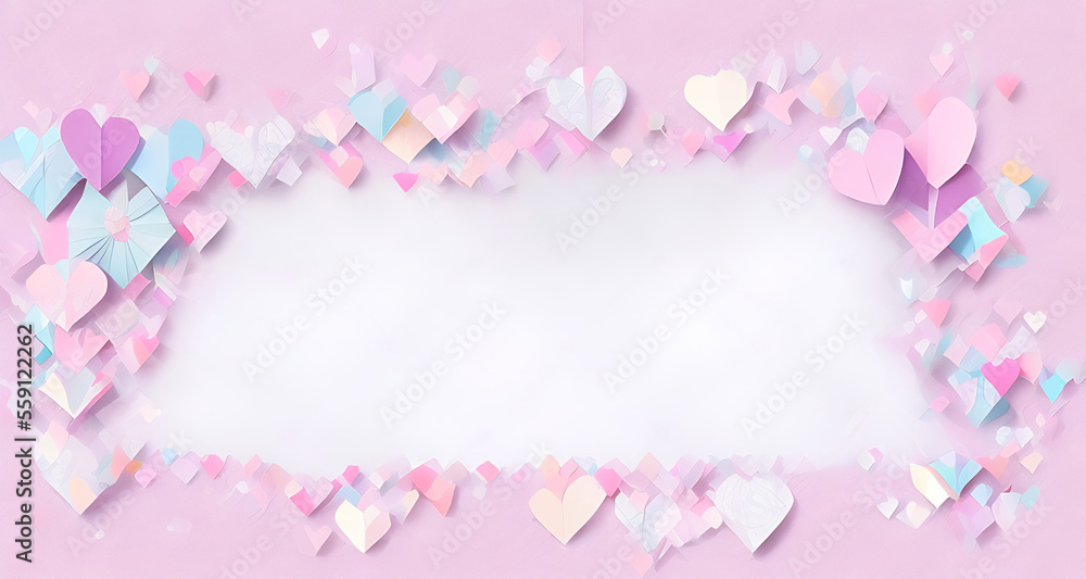 valentine origami paper heart banner copy space