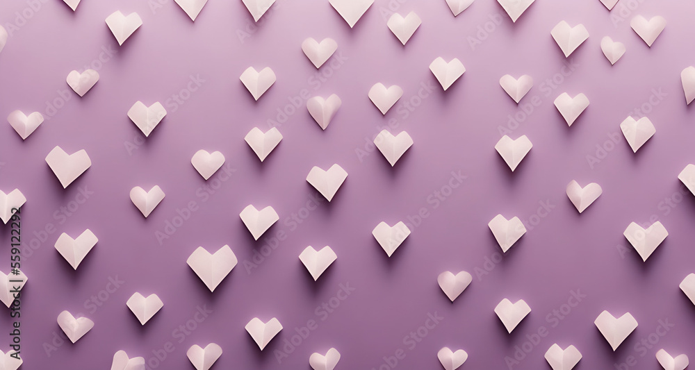 Valentine origami paper heart copy space Generative AI