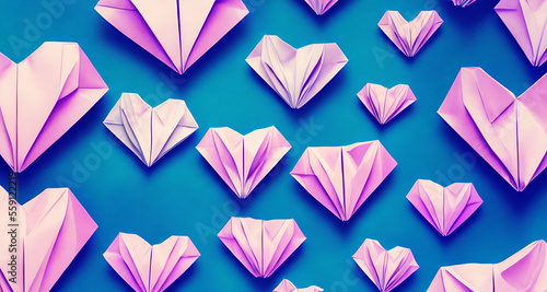 Obraz na płótnie Valentine origami paper heart copy space Generative AI w salonie
