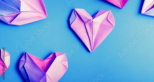 Obraz na płótnie Valentine origami paper heart copy space Generative AI w salonie