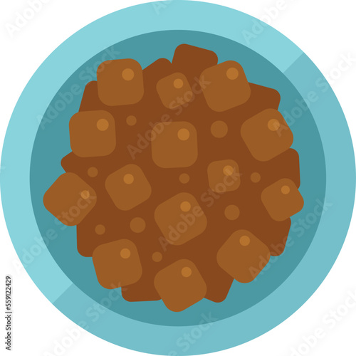 Top view dog food icon flat vector. Pet feed. Snack bone isolated