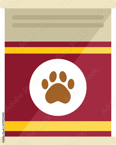 Dog tin can icon flat vector. Animal feed. Snack dry isolated