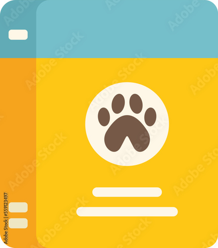 Carton box food dog icon flat vector. Animal pet. Plage feed isolated