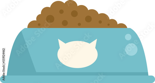 Cat food bowl icon flat vector. Pet feed. Container box isolated