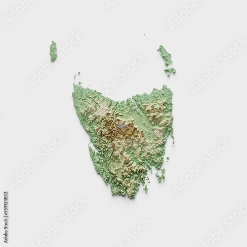 Фотография Tasmania Topographic Relief Map  - 3D Render