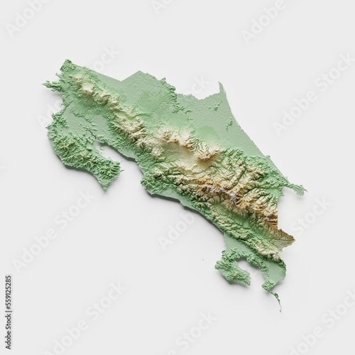Costa Rica Topographic Relief Map - 3D Render