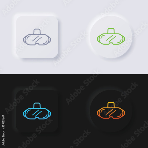 VR Glasses Icon set, Multicolor neumorphism button soft UI Design for Web design, Application UI and more, Button, Vector.