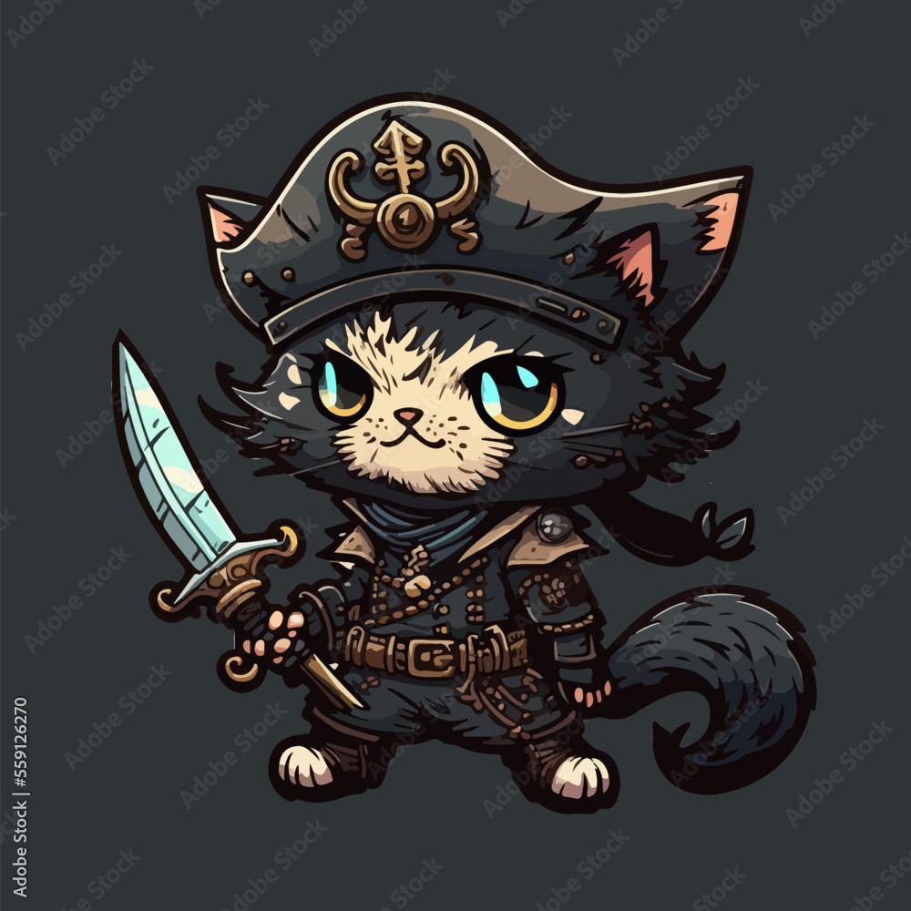Fototapeta Furious Cat Pirates Vector