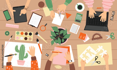Top View Of Do It Yourself Activities On Table