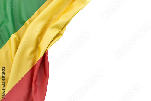 Flag of Congo in the corner on white background. Isolated. 3D illustration photo