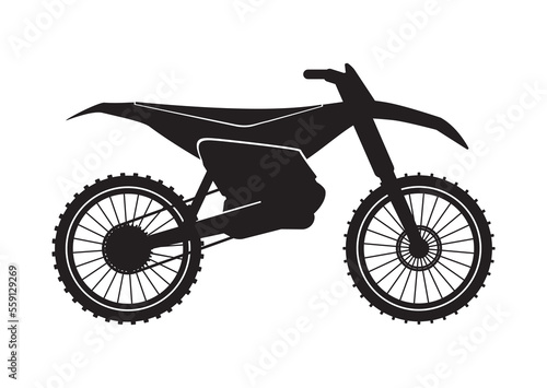 Motocross bike icon, vector illustration, black on white background