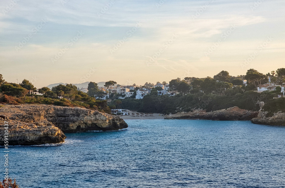 view of bay on mallorca island early in the morning