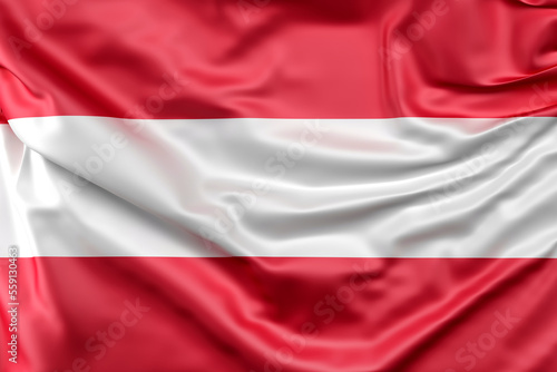 Ruffled Flag of Austria. 3D Rendering