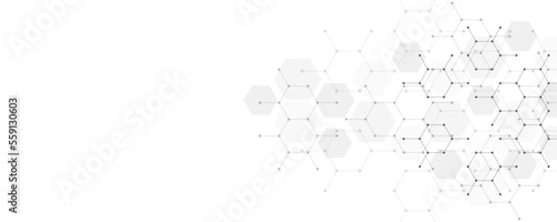 Genetic engineering and molecular structure, hexagon DNA network, science chemical and biotechnology concept, innovation technology, healthcare, and medicine design