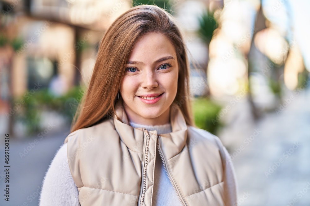 Young blonde woman smiling confident standing at street Young blonde woman smiling confident standing at street