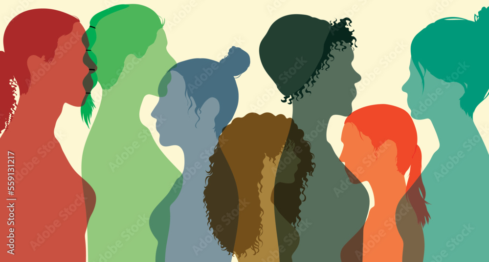 Anti-racism justice, racial equality, and allyship. Women from multicultural and multiethnic backgrounds with self-confidence and close-up faces.