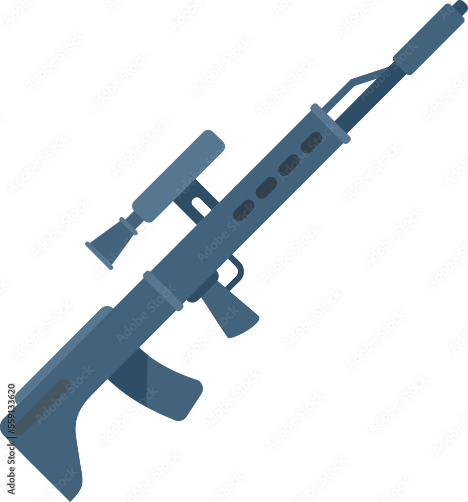Army sniper icon flat vector. Rifle gun. Military scope isolated