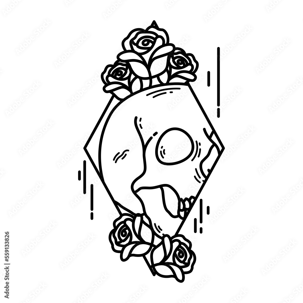 skull with rose tattoo design skull with rose tattoo design