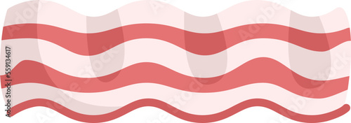 Crispy bacon icon flat vector. Breakfast slice. Smoked food isolated