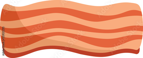 Strip bacon icon flat vector. Smoked food. Meat slice isolated