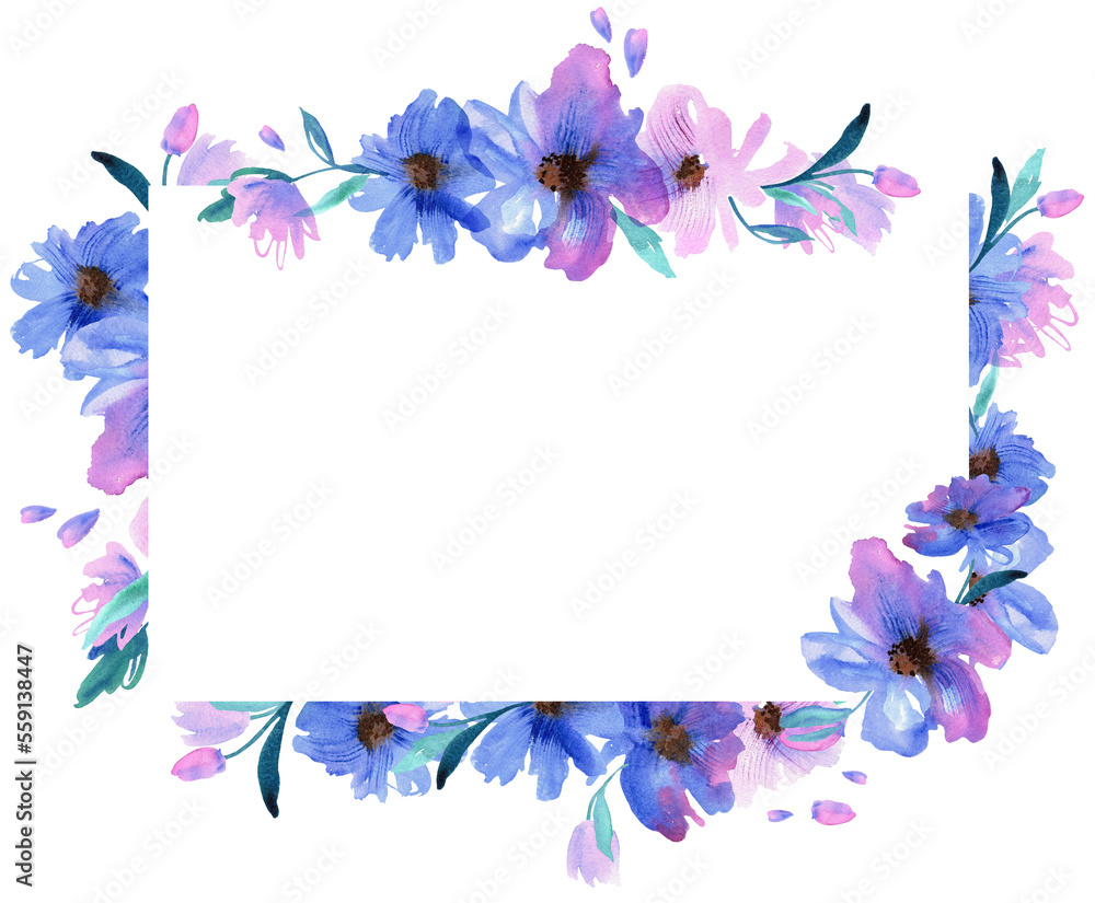 Colorful watercolor floral illustration. Hand painted background