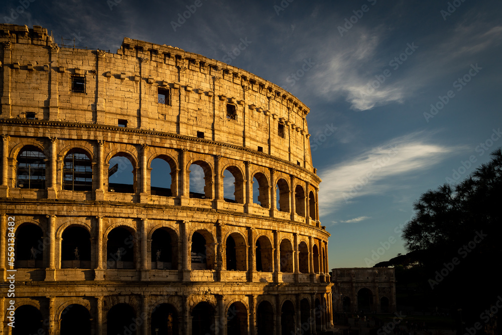 Colosseum Rome during sunset. 