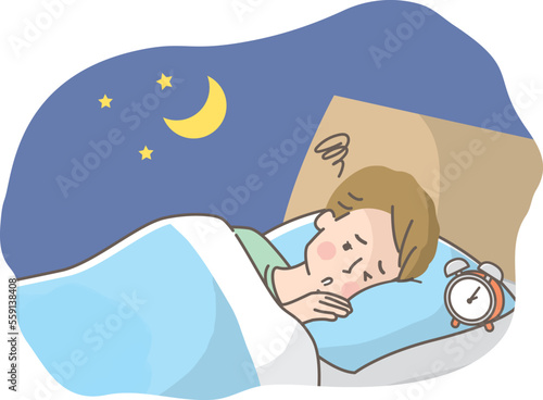 眠れずに困っている男性のイラスト素材