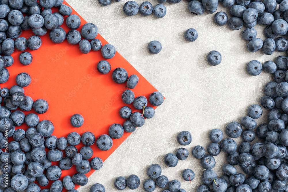 large blueberry on a red background large blueberry on a red background