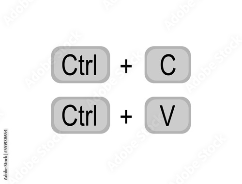 Ctrl C and Ctrl V keyboard buttons. Copy and paste with keyboard shortcuts isolated on white background