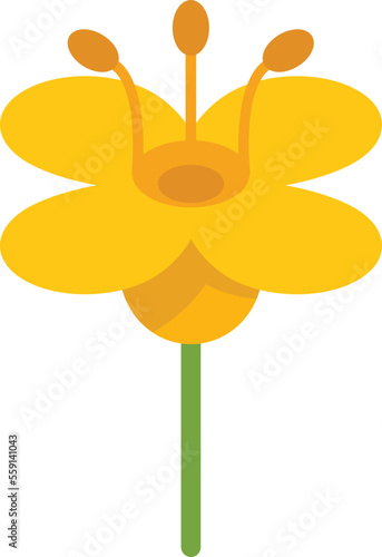 Flower label canola icon flat vector. Oil plant. Olive rape isolated