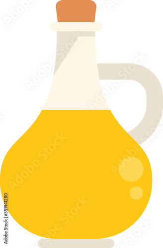 Canola oil glass bottle icon flat vector. Plant seed. Flower rape isolated