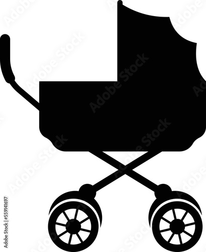 Newborn Baby Stroller Silhouette Icon