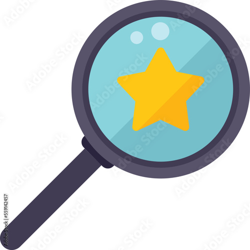 Magnifier credibility icon flat vector. Customer trust. Online quality isolated