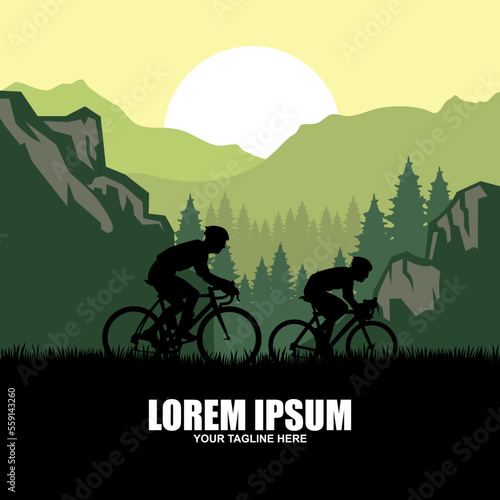 Cycling logo sport design vector icon, symbol template business concept