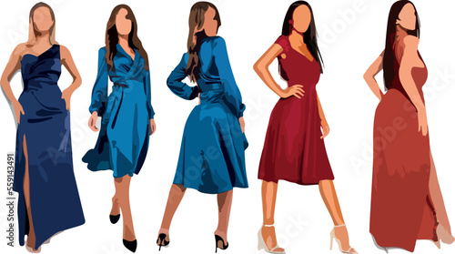 Vector silhouette of ladies, front view perfect to include in your architecture projects, renders, sketches or plans.