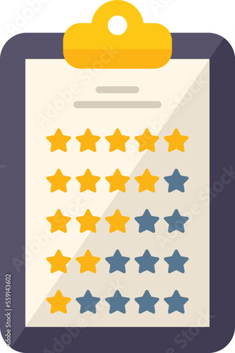 Rate review clipboard icon flat vector. Customer trust. Online quality isolated