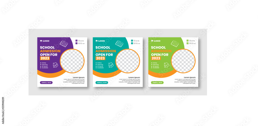 Social media pack template educational banner and back-to-school social ...